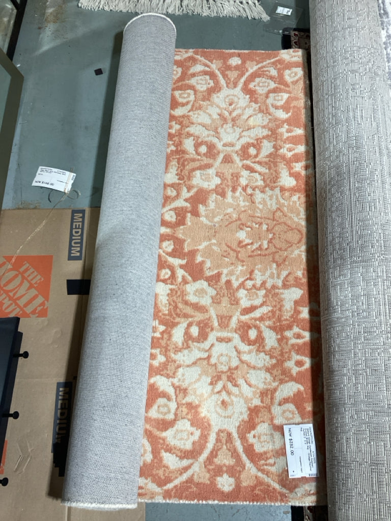 Ballard Design Handwoven Kalahari Printed Woven Rug - Orange/Neutral Patten 5' X