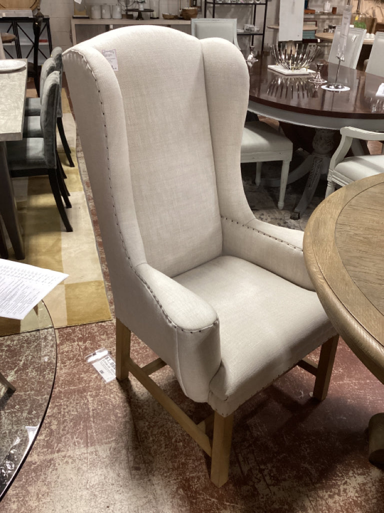 Restoration Hardware wingback linen Dining Chair PAIR