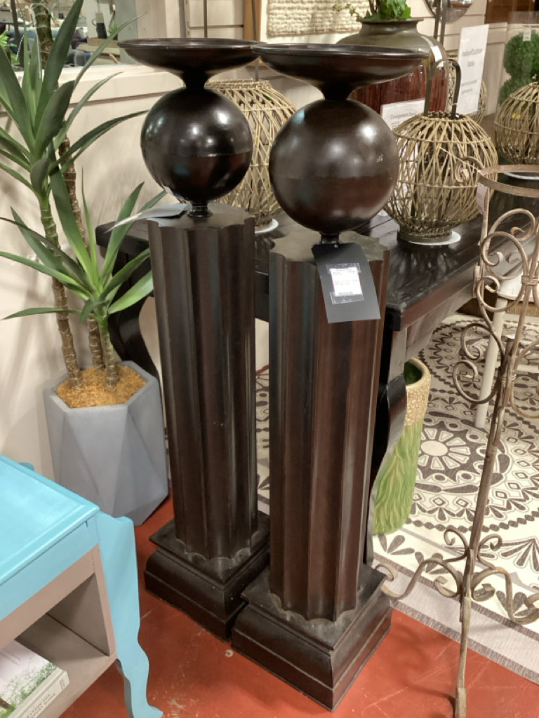 Black iron floor candle 48" high PAIR