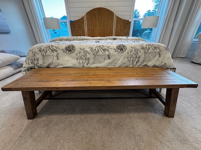 Natural wood bench; 66x17x18