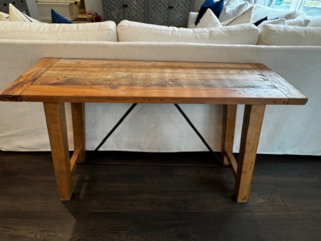 Wooden console table with bronze Support ; 48x16x30