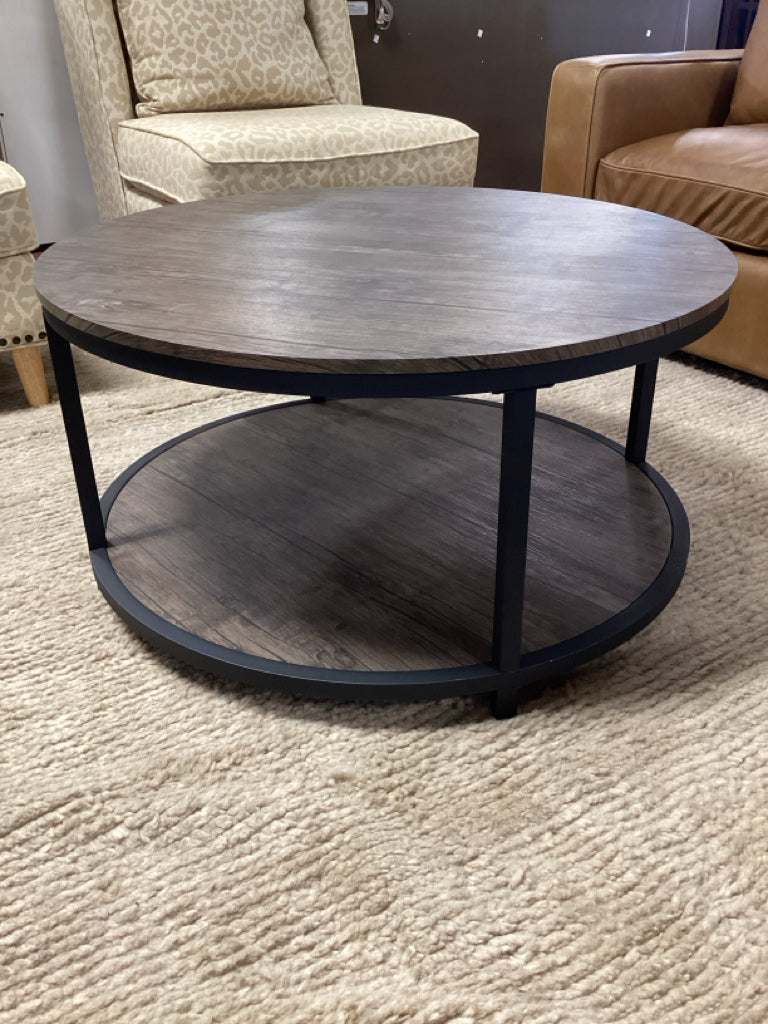 Coffee Table Wood Look and Black Metal 36x18