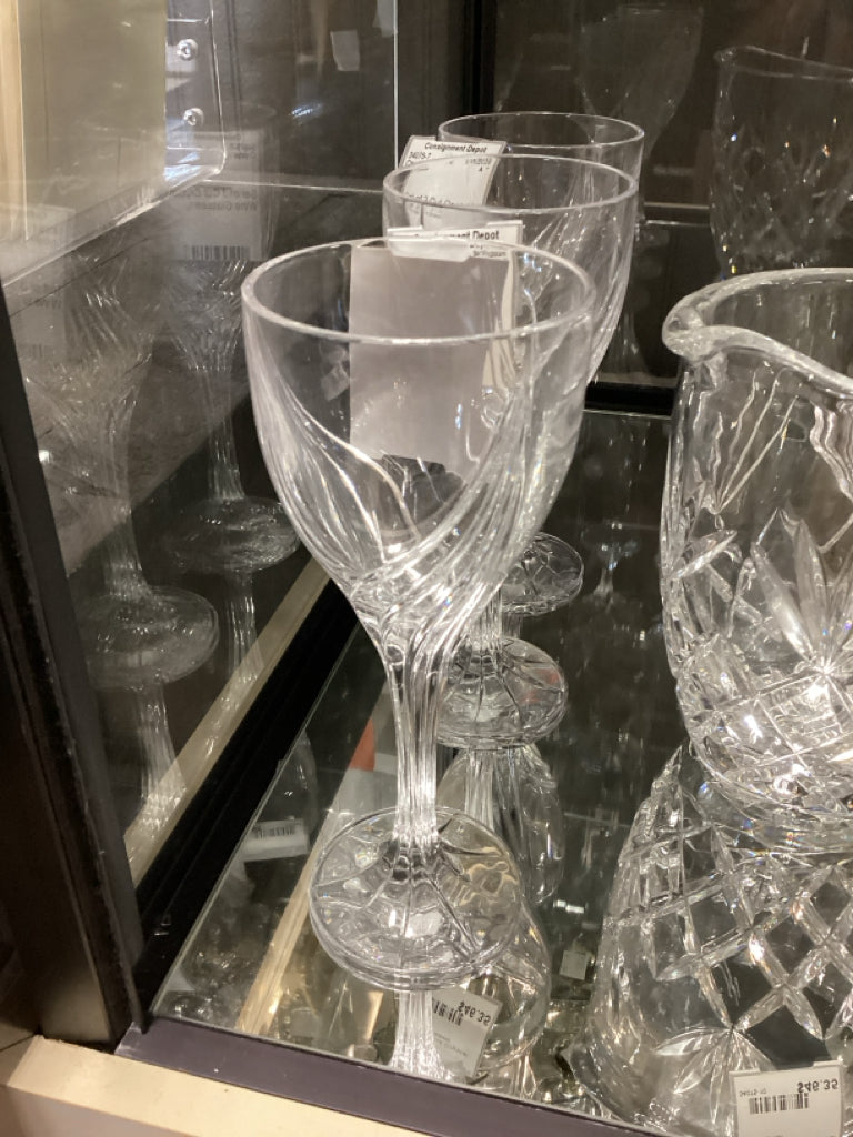 Set of 3 Cut Crystal Wine Glasses