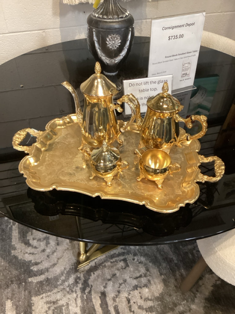 Gold Plated  5 Piece Tea/Coffee Service with Matching Tray (1960-1980) Vintage