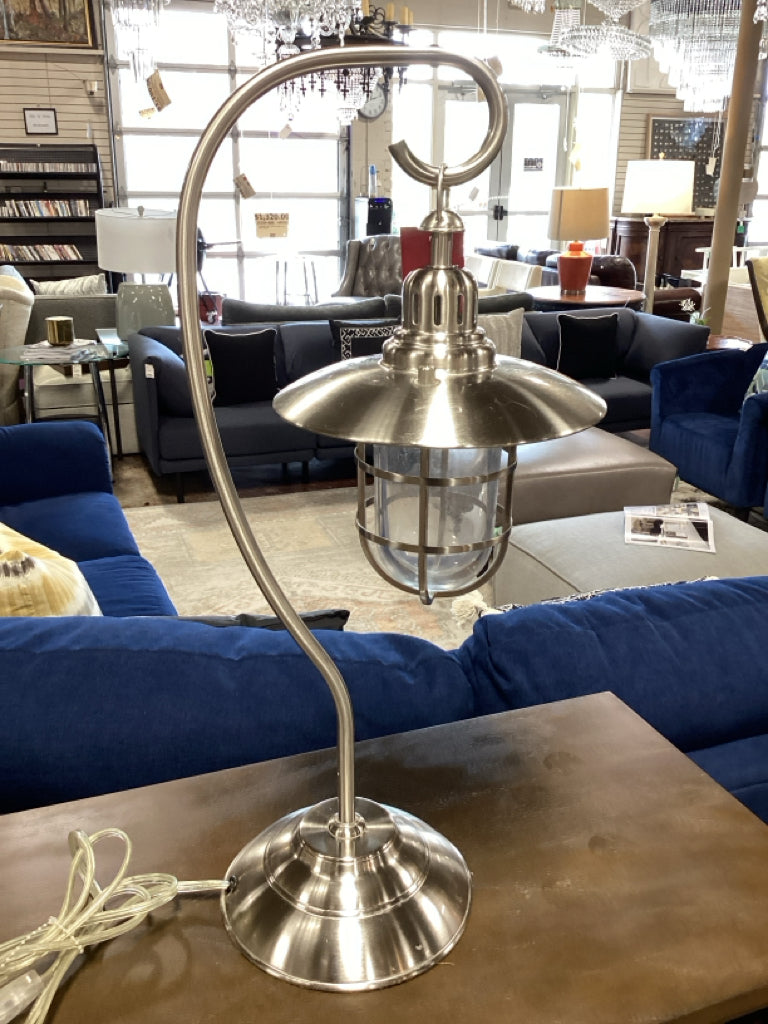 Pottery Barn Kids Brushed Nickel Nautical Lantern Table Lamp 22"