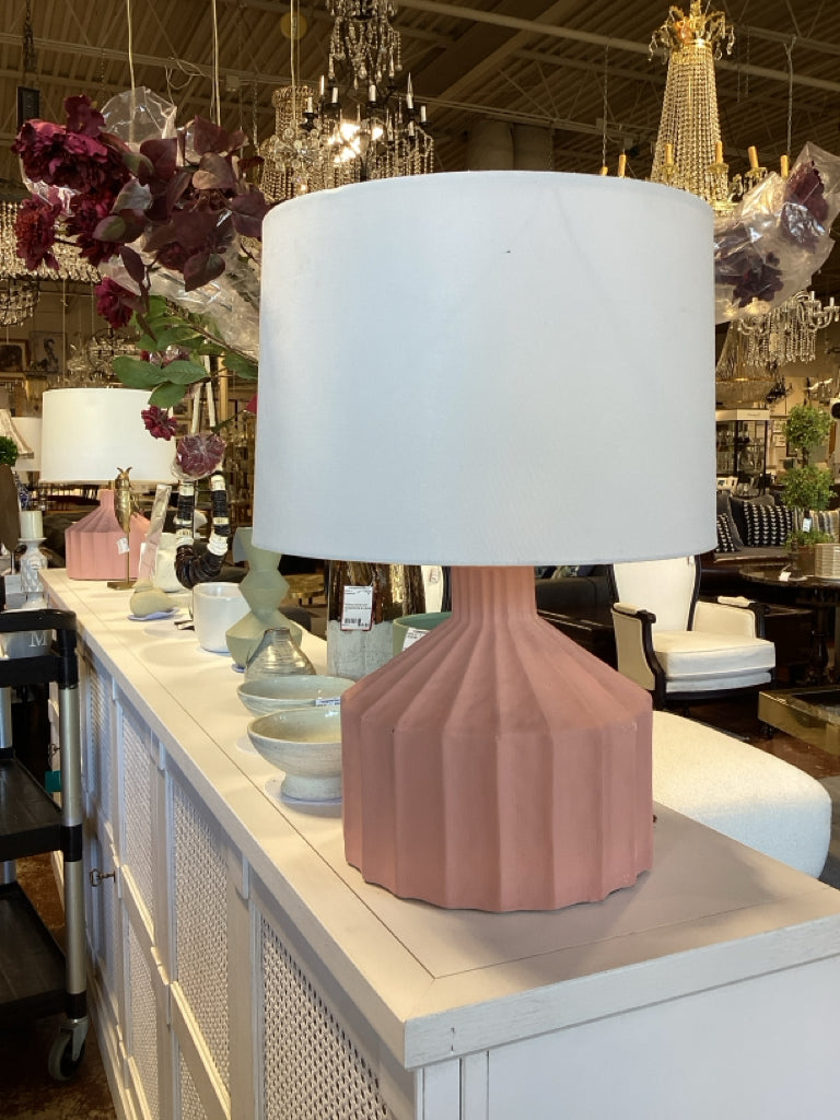 Veneto fluted table lamp / white linen shade  22" high