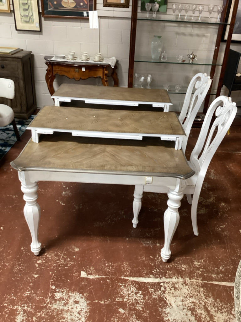 Magnolia Manor Antique White Weathered Bark 108" Extendable Dining Table