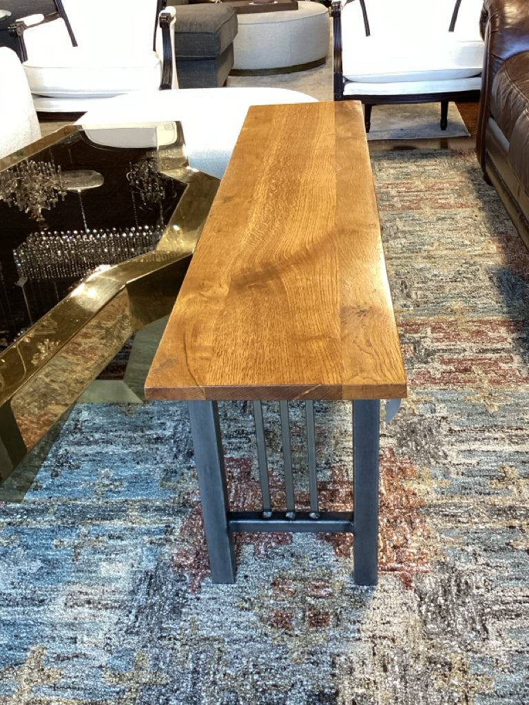 Rough South Home Handcrafted Oak & Steel Bench 60x13x19