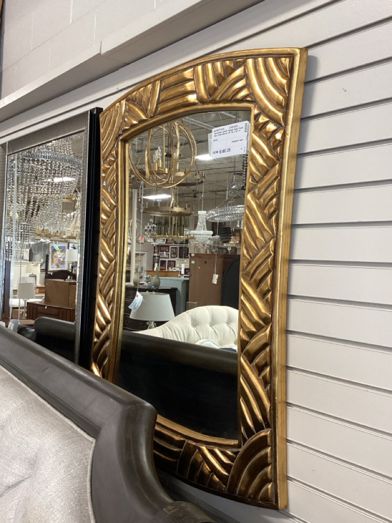 Decorative Carved Ornate Gold Finish Deco Style Mirror 34" W x 40" H