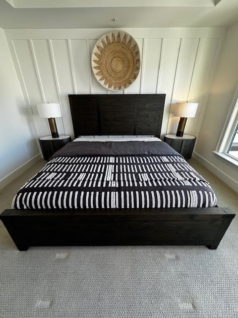 KING Magnussen Mill River Panel Bed in charcoal wood