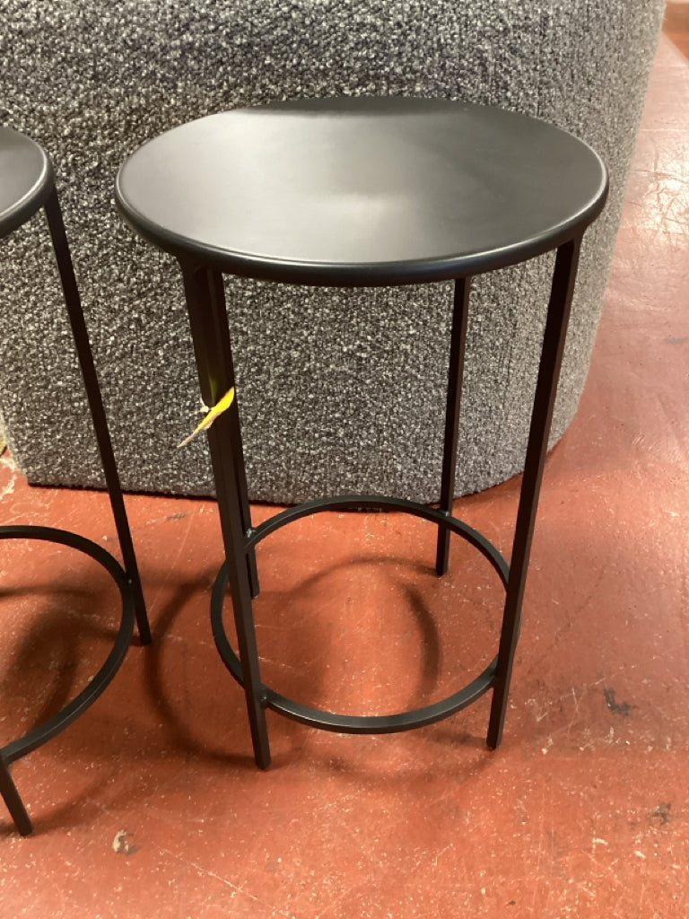 Room & Board Natural Steel Round End Table 15" Round 24" H