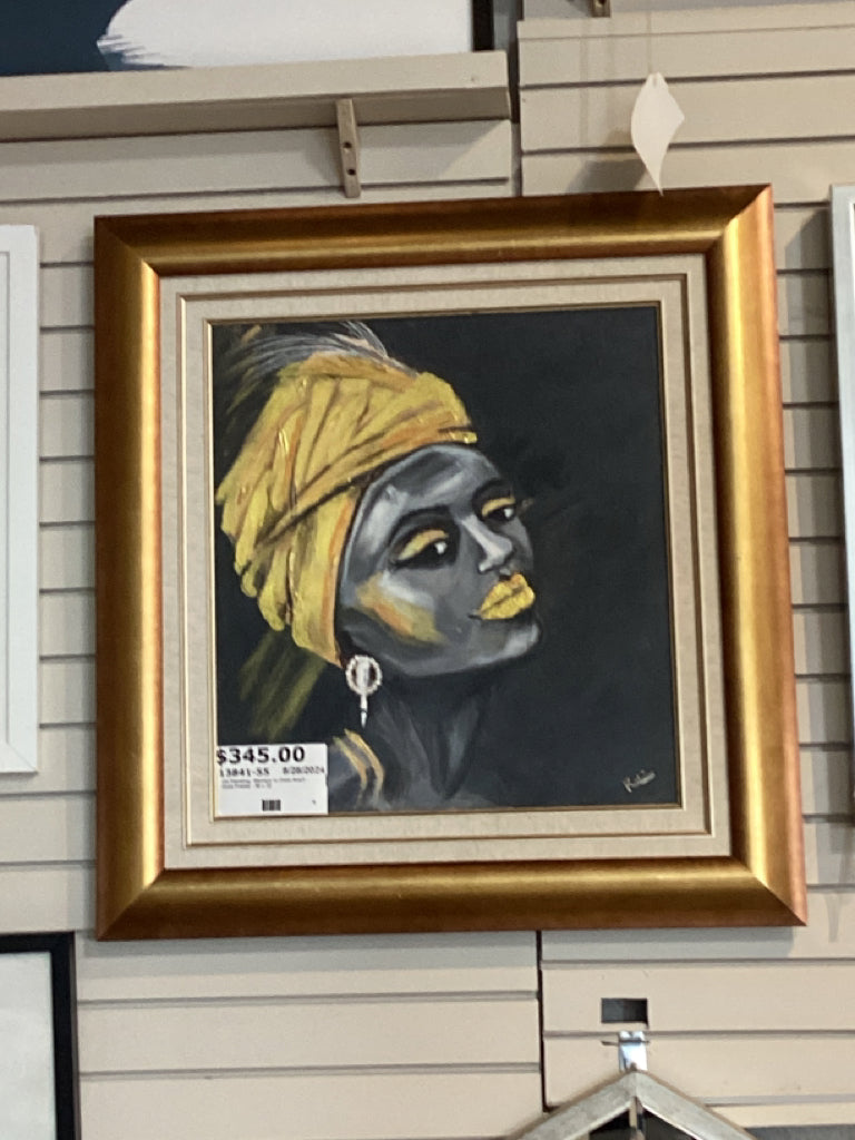 Oil Painting- Woman in Gold Scarf - Gold Frame - 30 x 32