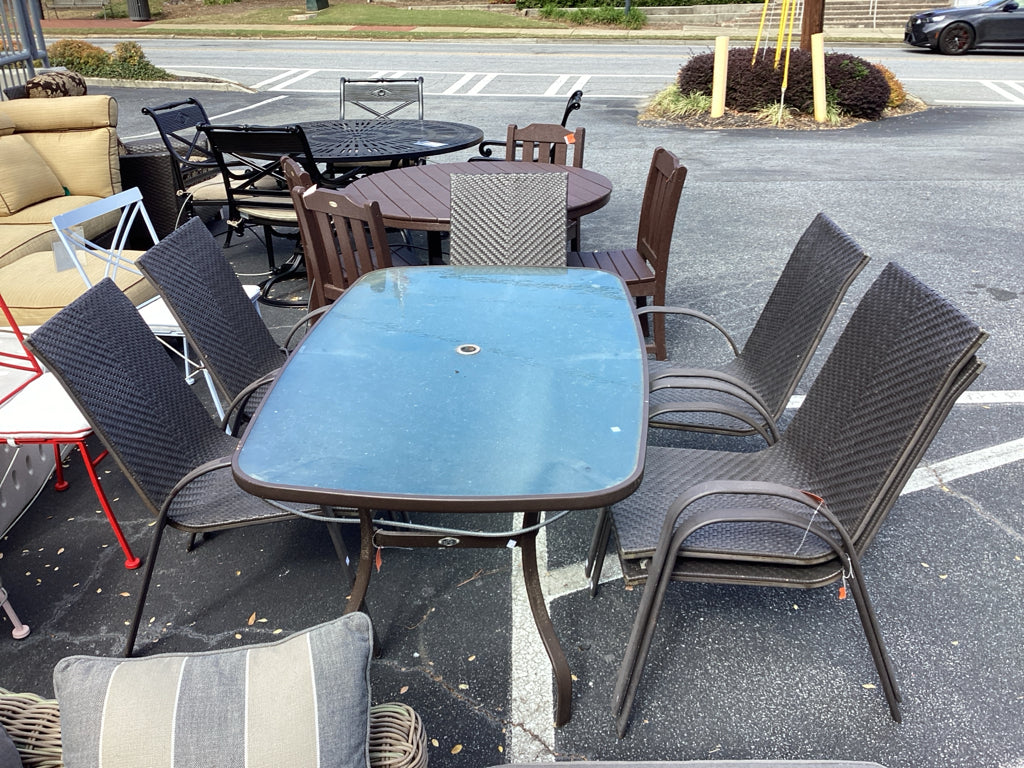 BROWN Outdoor Table & 6 Chairs 59x37x28