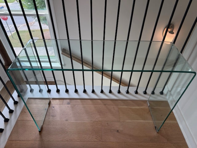 Tempered Glass Console Table w/ Chrome accent 43x13.5x29