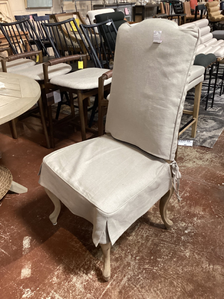 French Country Dining Chairs with linen slipcovers SET of 4