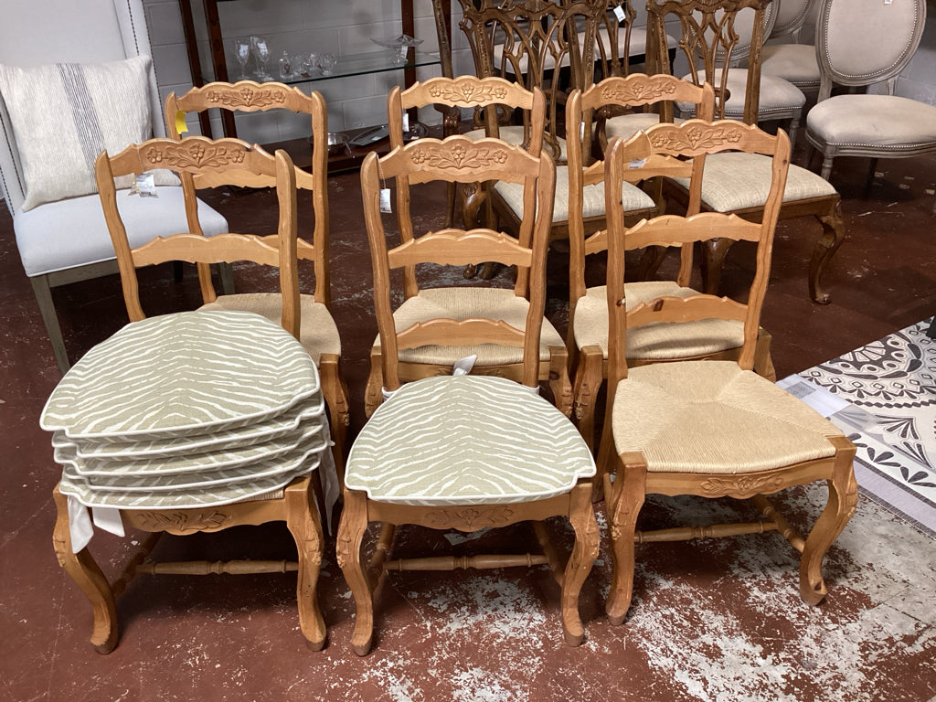 French Country ladderback rush seat  Dining Chairs / SET of 6
