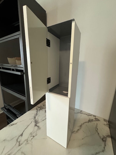 White with grey casing locker cabinet, 7.5x7.5x33