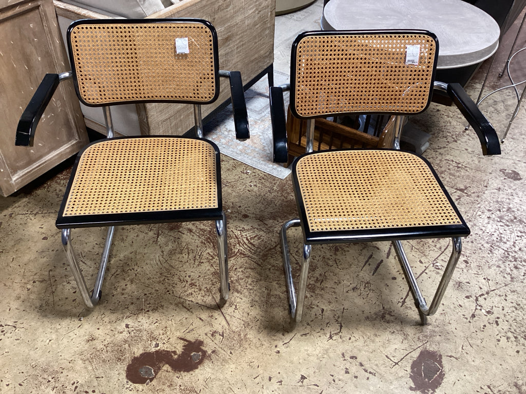 Breuer Chair w. Black and Cane Back/Seat 24.5x16x13 (PAIR)
