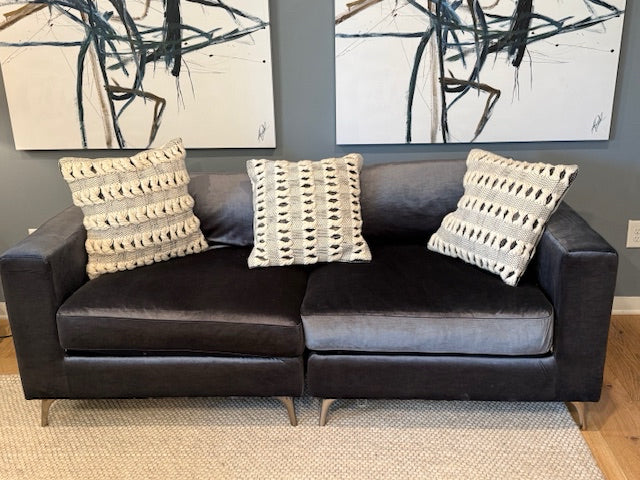 Velvet GREY Sofa /Loveseat w/Chrome Legs 81x33x27