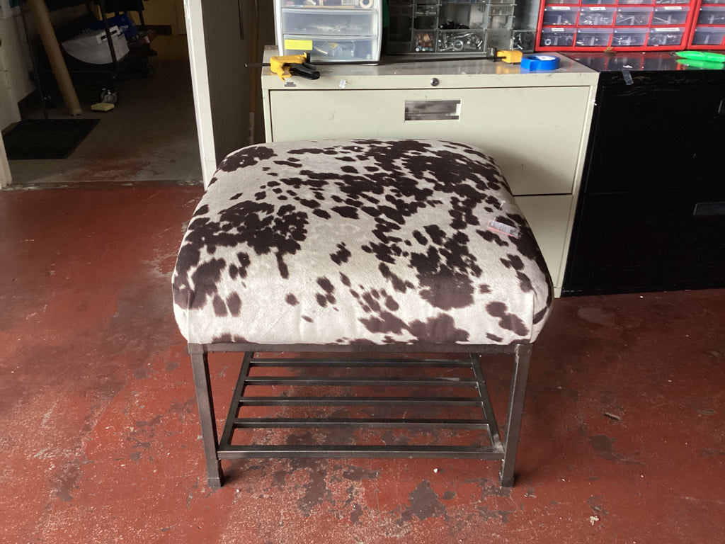 Ottomans / steel base cowhide print ottoman 28 x 28 x 22 high