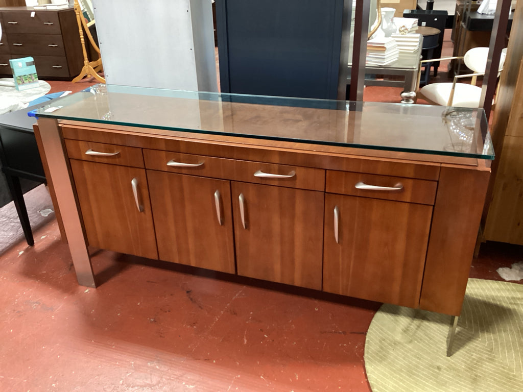 Darran Storage Credenza w/ Glass Top 72x20x36 AS FOUND