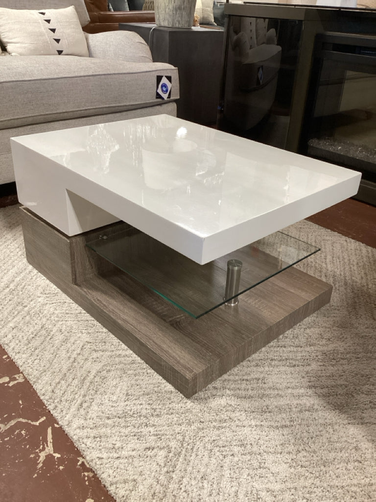 Coffee Table / Contemporary swivel top 31.5 x 23.5 x 17 high