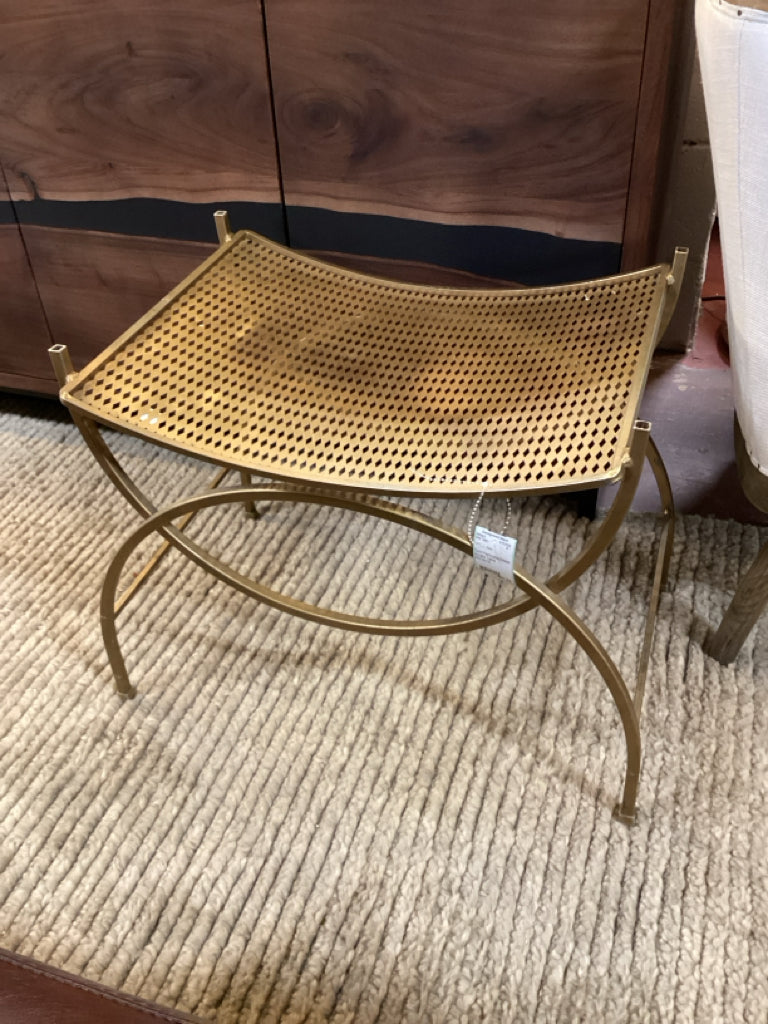Gold Perforated Metal Accent Table 20x16x16