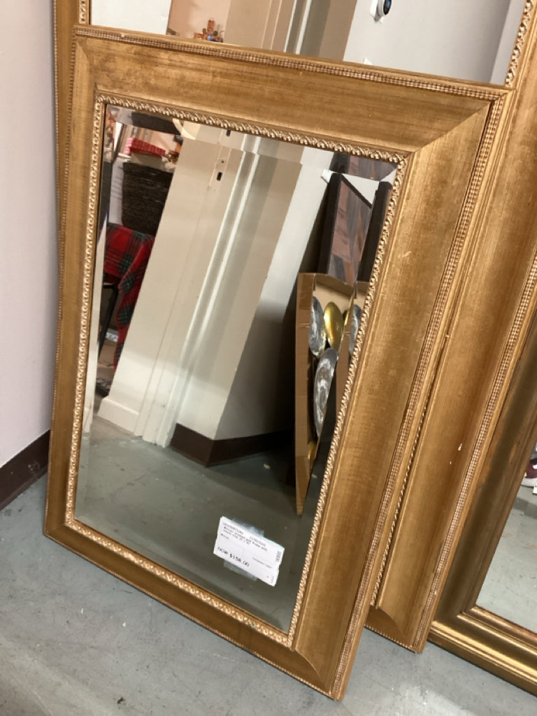 Mirror/ brushed gold frame with ornate trim 29 x 42