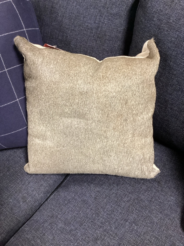 Cowhide Hair Pillow w/ Cotton Back 15" x 15"
