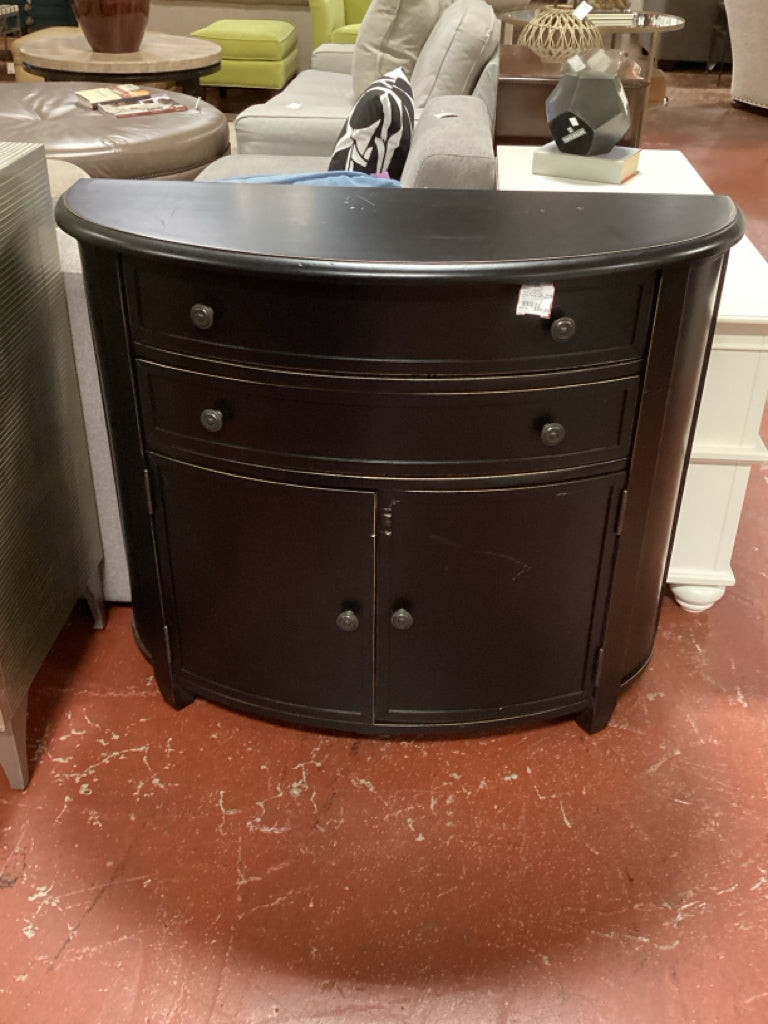 Ballard Design Newport BLACK Demi Lune Table 38x32x14 1/4