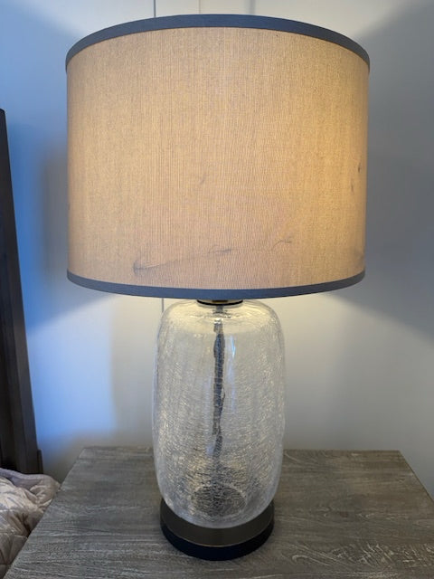 Bassett Delaney Table Lamp Clear Crackled Glass 31"