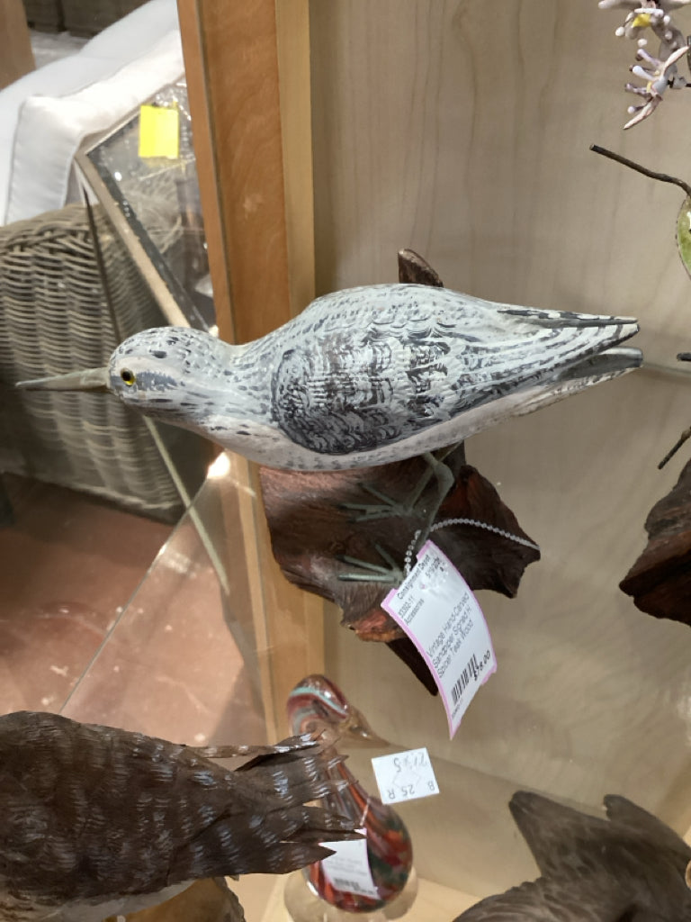 Vintage Hand-Carved Sandpiper Signed H. Spicer Teak Wood