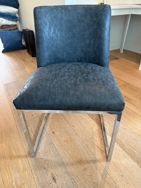 Coaster FAUX LEATHER GREY Chair w Chrome base 20x18x32