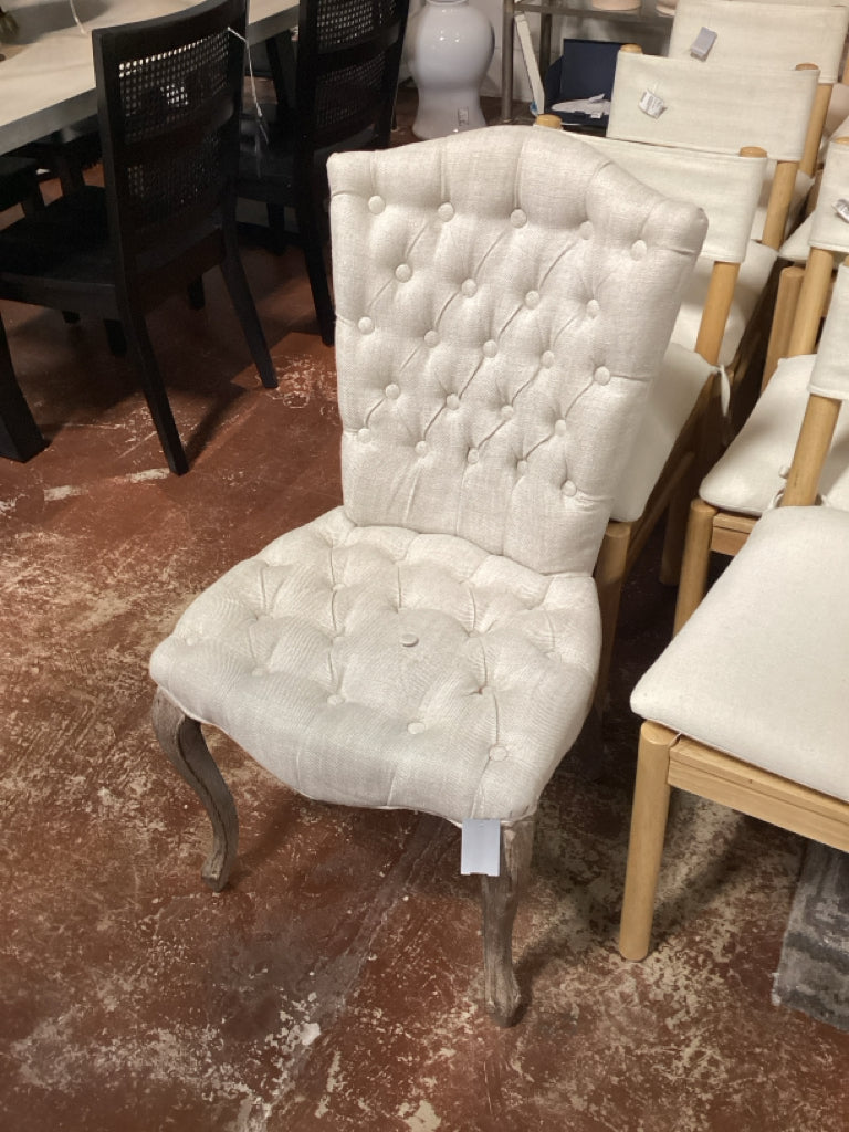 Restoration Hardware Cream Linen Button  Chair "As Found"