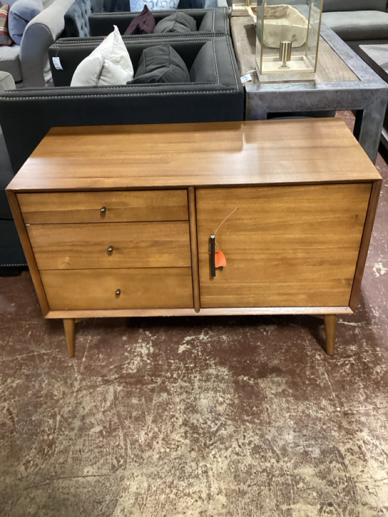 West Elm media cabinet/ acorn fininsh/ 3 drwr 1 door 40 x 19 x 27 high