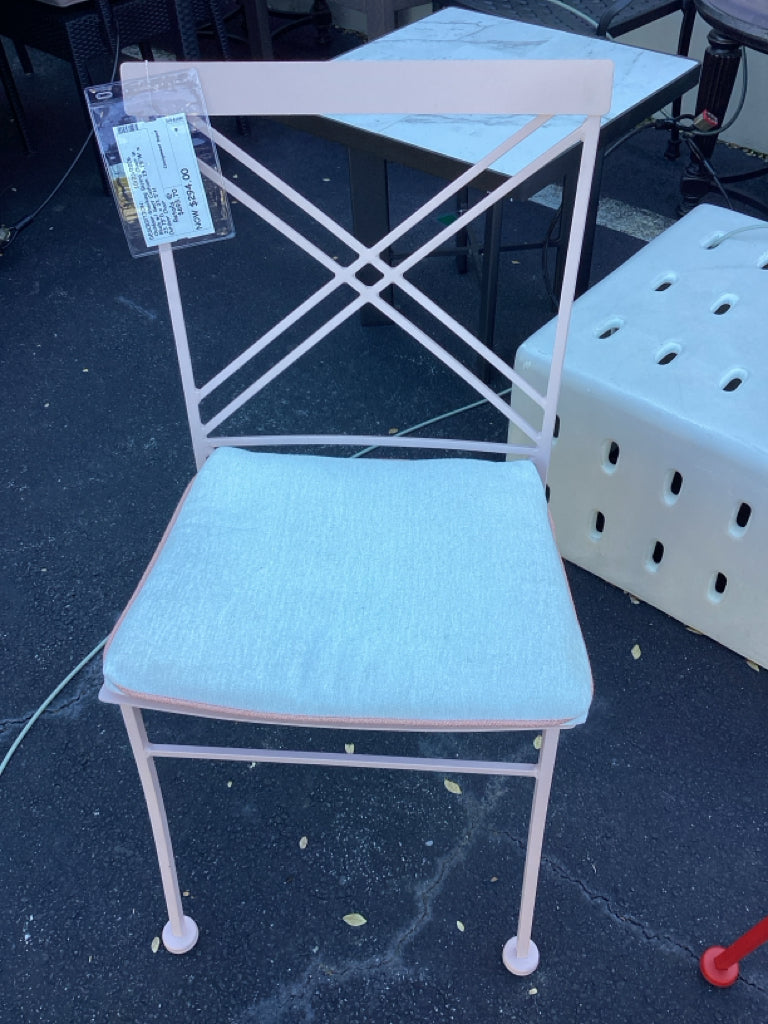Outdoor Stacking Bistro Chair in Blush w/ Seat Cushion 19.75"W x 23.75"D x 33.5"