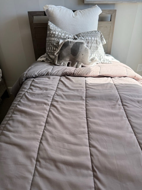 TWIN Bedding SET, Grey (Comf+Euro+Pillow+Elephant Pillow+Sheets)