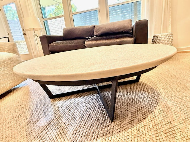 4 Hands Felix Coffee Table White Marble 48" R 15" H
