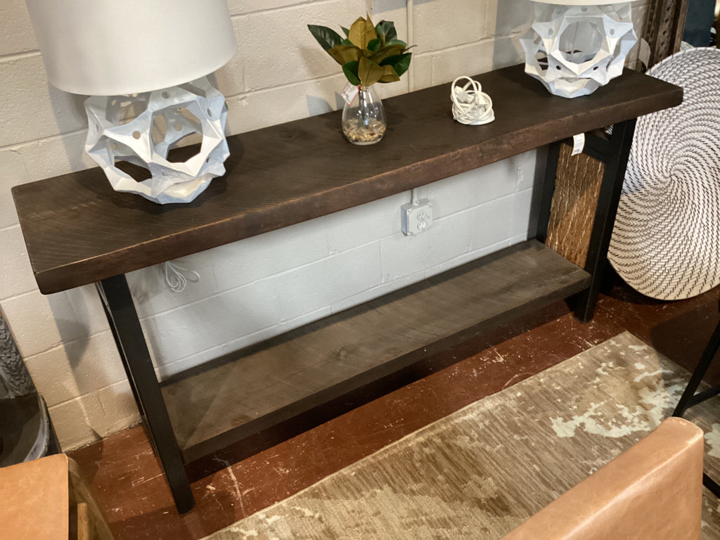Console table / rustic reclaimed wood & iron 72 x18 x 36.5" high