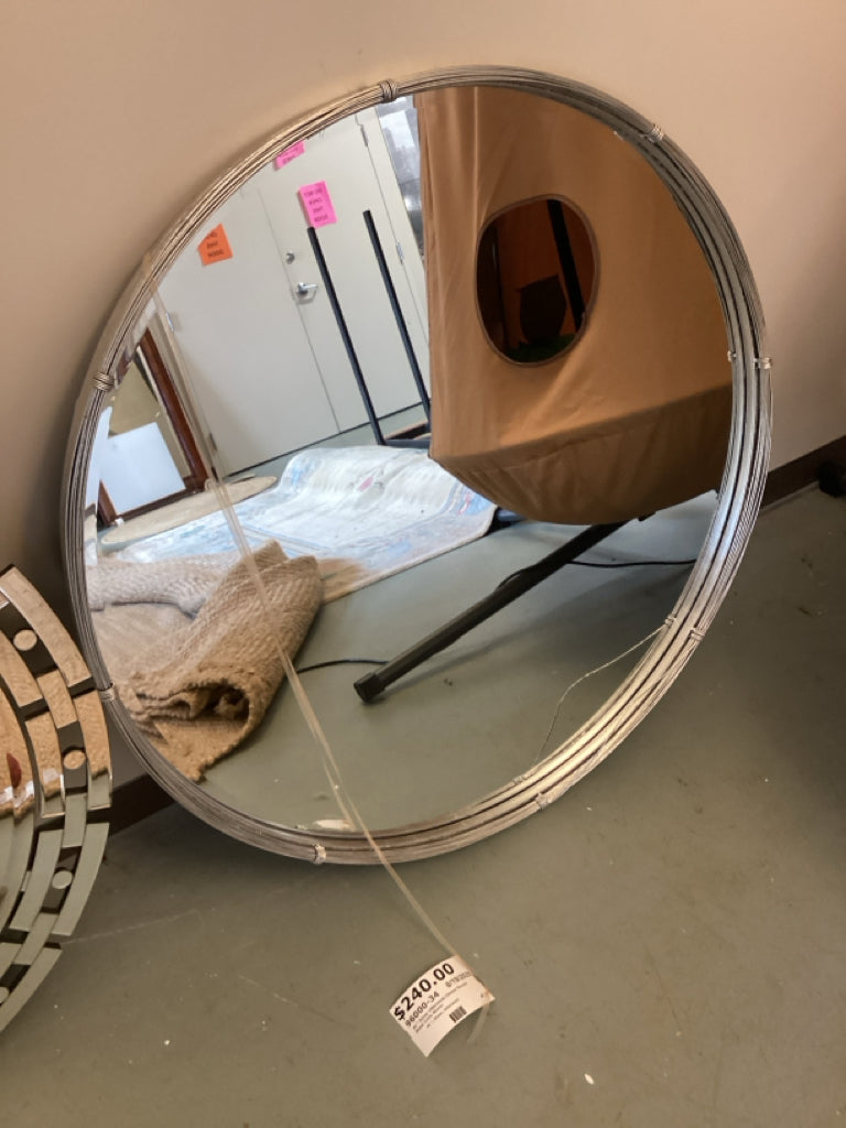 40 " Silver Uttermost Ohmer Round Metal Coils Mirror