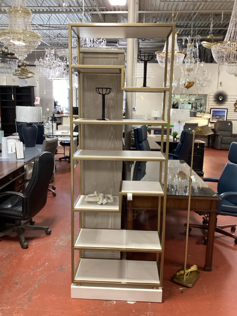 Windemere Etagere White with Gold Base, 8 Shelves 30x86