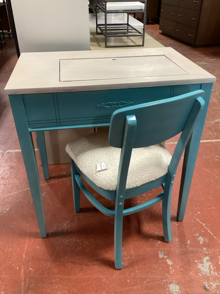 Desk / refurbished sewing table desk & chair (storage inside) 30 x 19.5 x 30.5 h