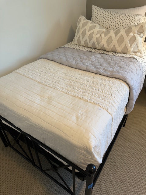 PAIR Surya TWIN bedding set, wht/grey (comforter, 2 Pillows)