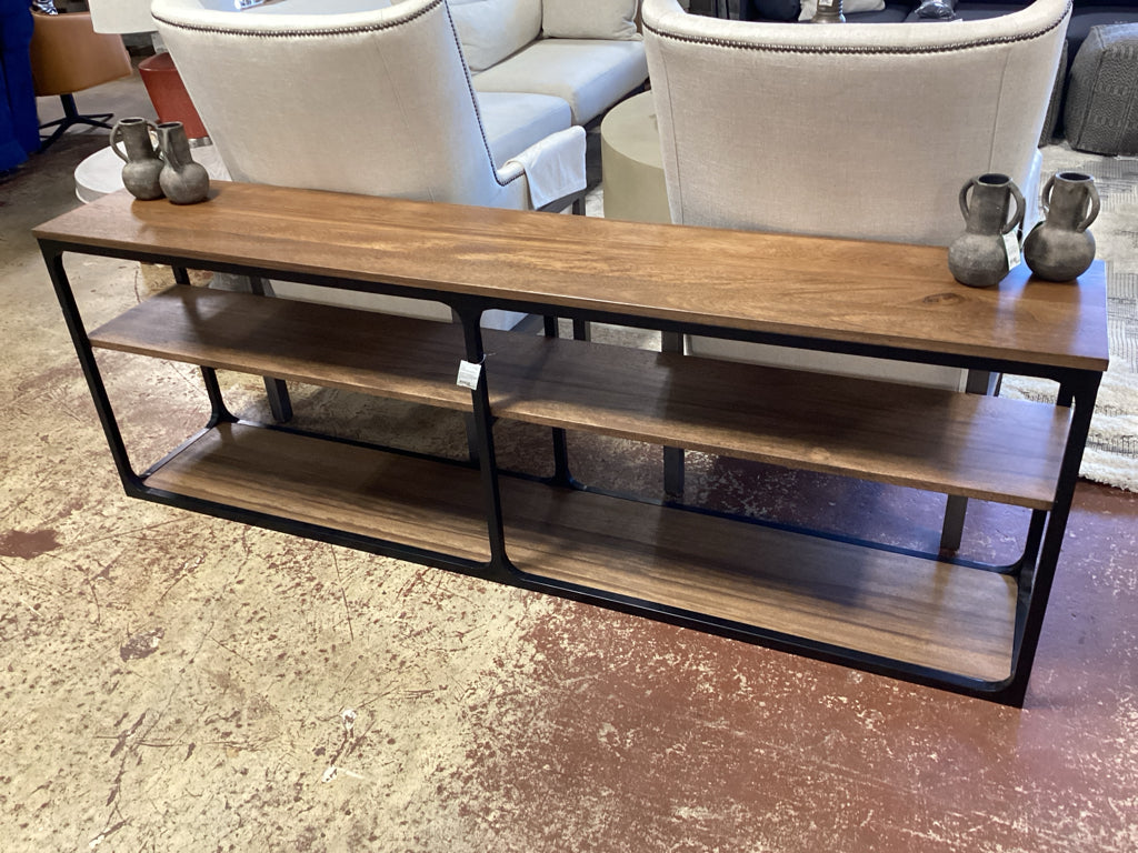 Modern Industrial Walnut & Forged Metal Console 84" X 15" X 28"