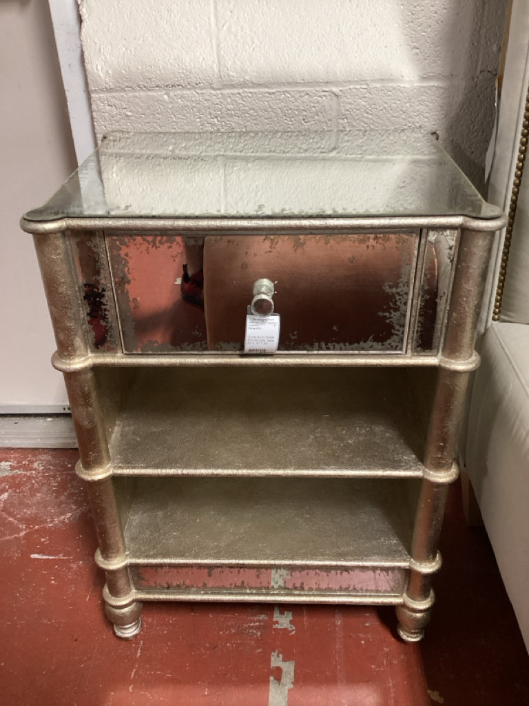 Currey & Co Harlow Mirrored Side Table 20" X 16" X 30"