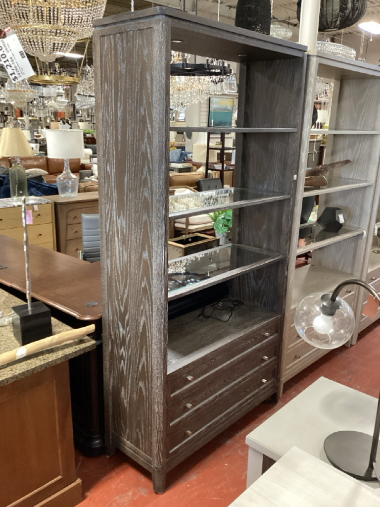 Stickley Wood & Glass Bookcase with Pier  Finish W42" X  D16 " X  H82"