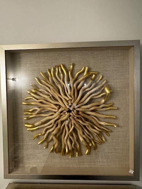 Uttermost by Revelation Leone Shadow Box, square willow branches dipped in gold;