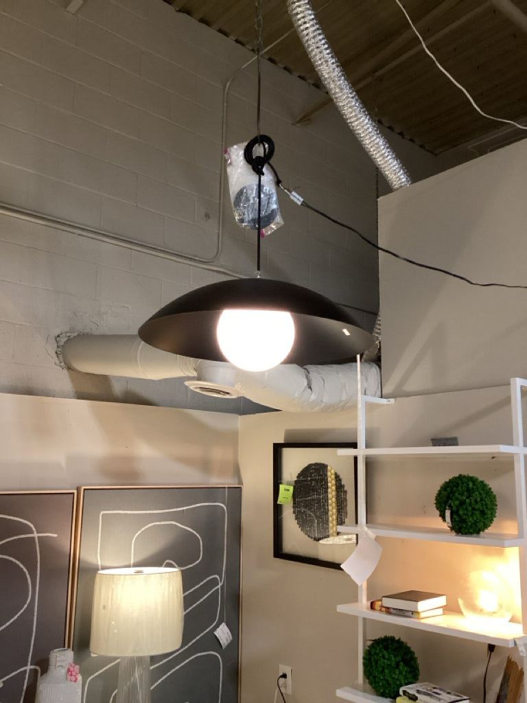 Danoise Pendant by Luminaire Authentik in Matte Black / Height 9", Diameter 24"