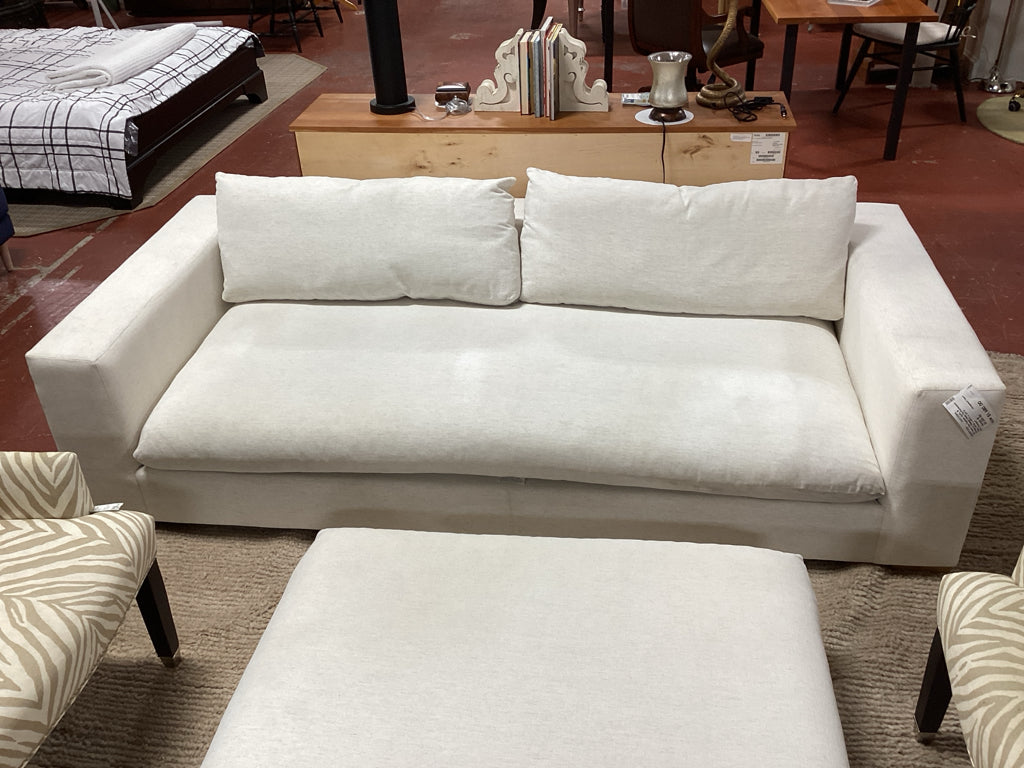 CB2 Deseo One Cushion Sofa in Nomad Snow Performance Fabric 94"W x 44"D x 23"H