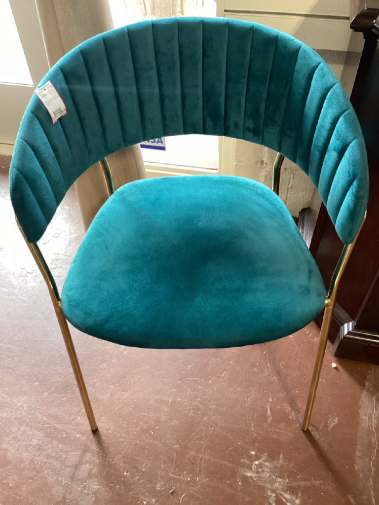 Pair - Lumisource Tania Eclectic Gold Metal Teal Velvet Chairs